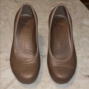 CROCS Women's Brown Classic Slip-On 3” wedge